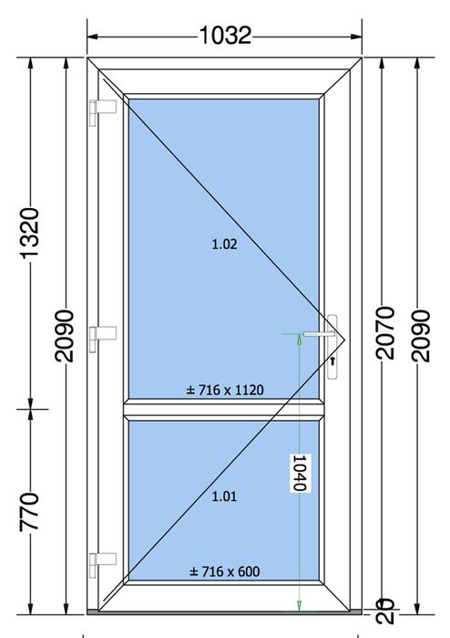 Drzwi PCV  1032x2090 BIAŁE - od ręki! NOWE 103x209