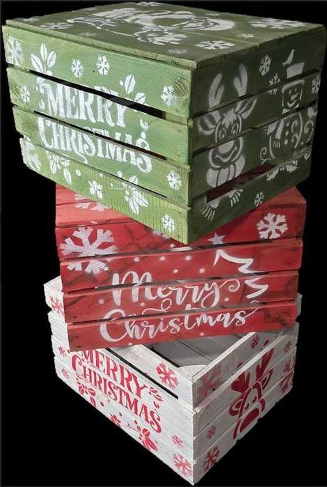 Merry Christmas Dekoracyjne skrzynki na święta 50x40x30cm na prezenty