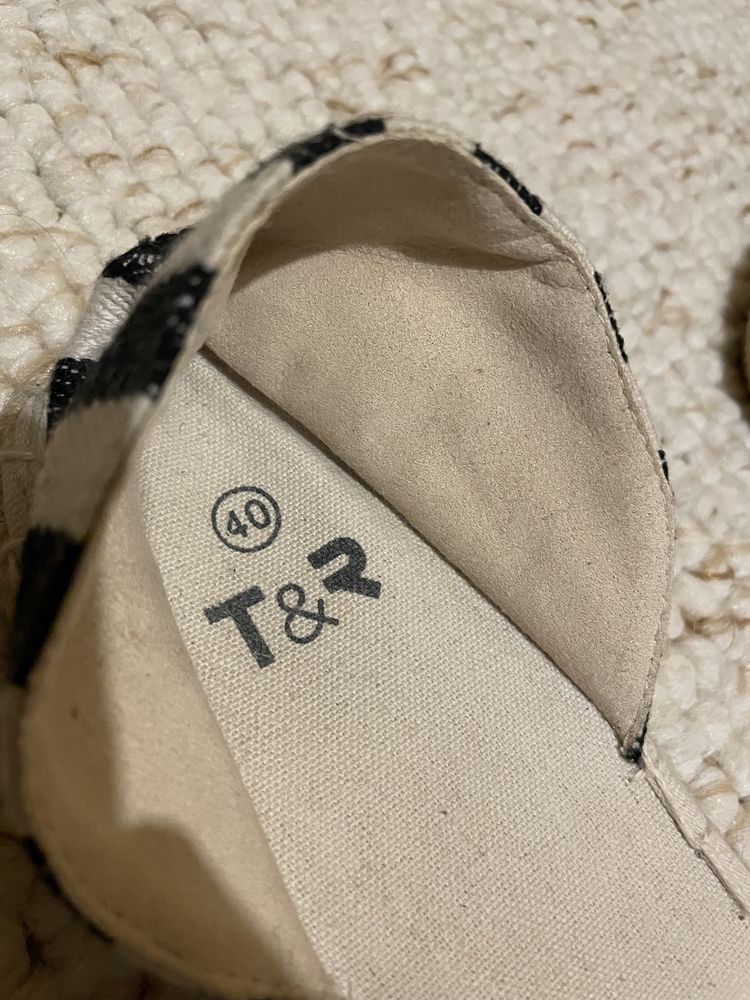 Espadryle baleriny Tom&Rose 40 biało-czarne paski