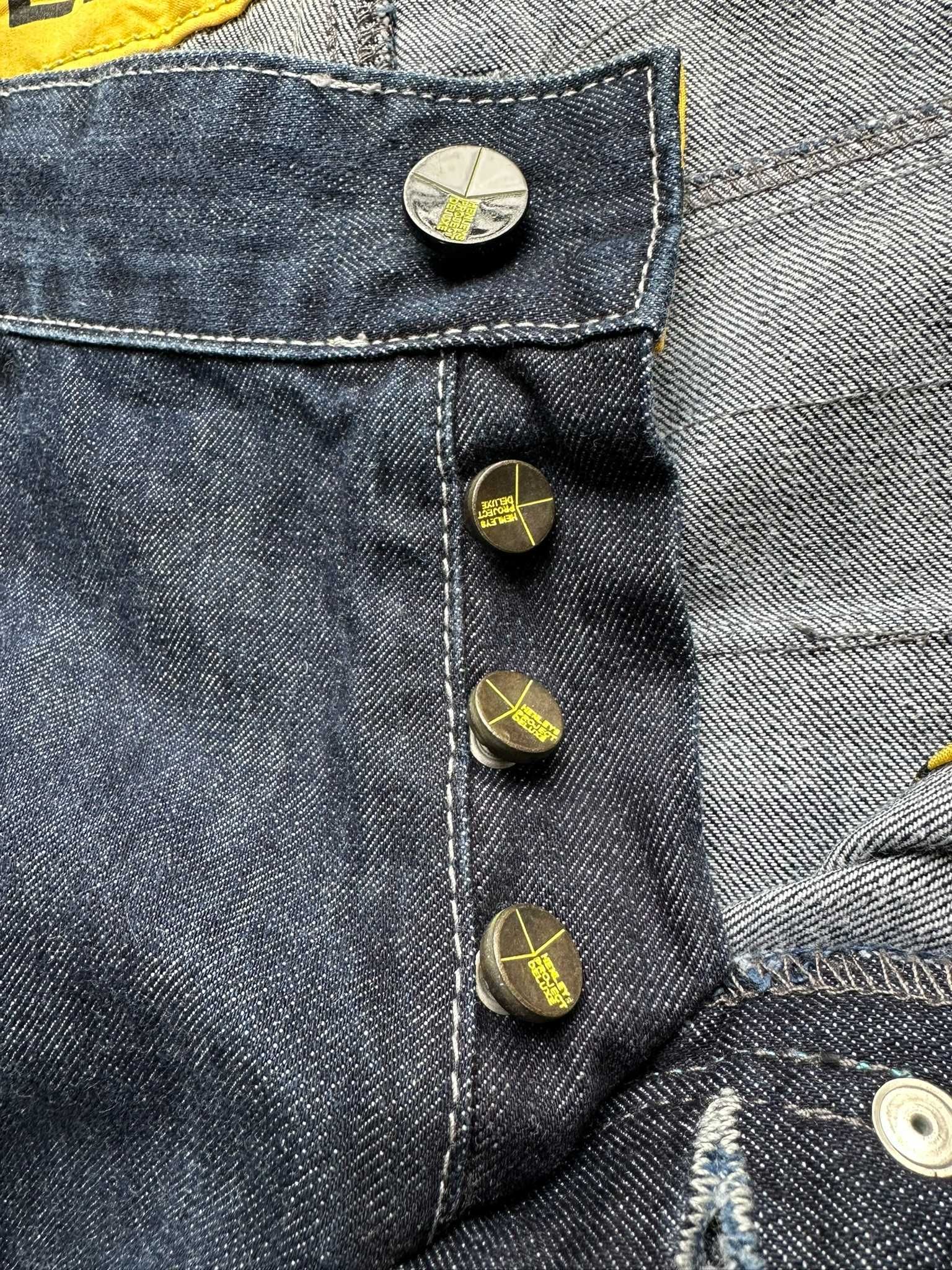 spodnie Henleys Project Deluxe – jeansy baggy z logo, ciemny denim