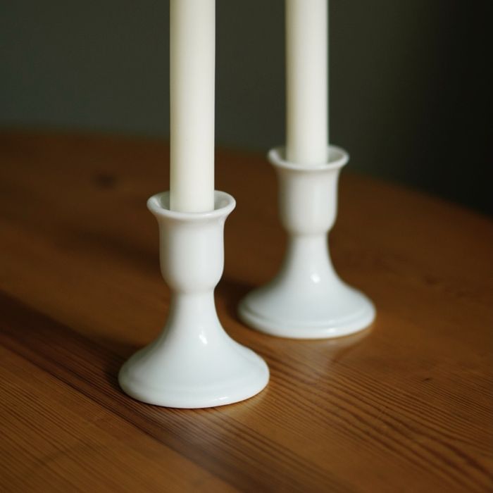 Ceramiczne świeczniki vintage białe prl retro klasyczne