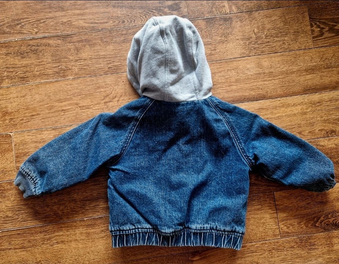 Jeansowa kurtka z futerkiem i kapturem Zara 92 18-24