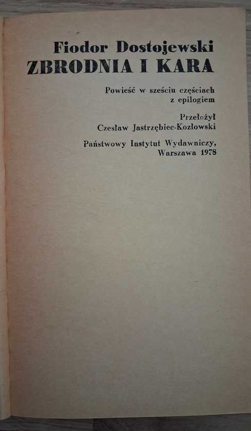 Zbrodnia i kara Fiodor Dostojewski wydanie 1978