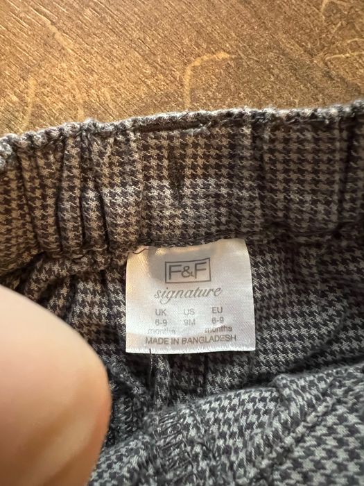 Spodnie F&F FF 68 74 grafit grafitowe czarne w pepitkę pepitka