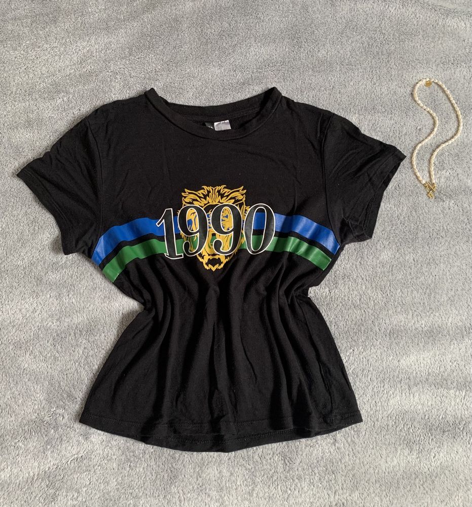 czarna bluzka t-shirt H&M S