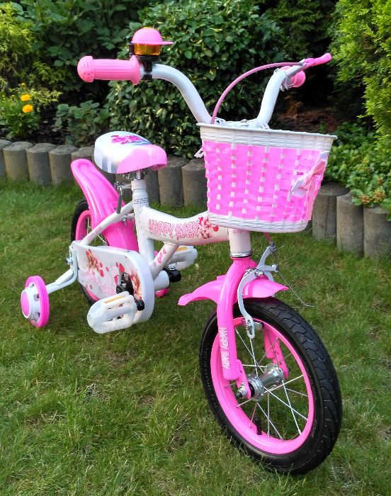 Rowerek dziecięcy NOWY różowy 12 cali z koszykiem - super rower