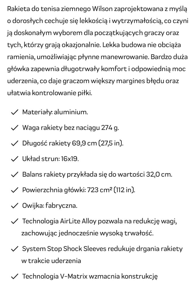 Rakieta tenisowa wilson fusion xl raczka L2