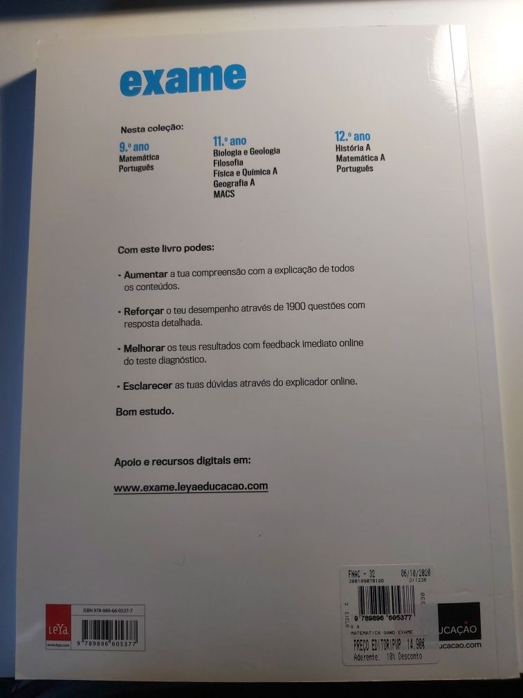 Livro exame prova final matemática 9°ano