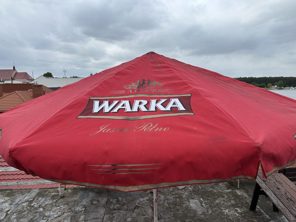 Parasol ogrodowy ze zdjecia z podstawą betonową. Duuzy srednica 4 m.