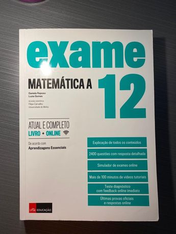 COMO NOVO - Livro Preparação de Exame Matemática A 12º Ano - Leya