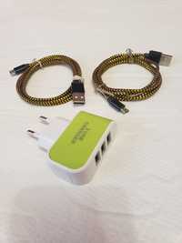 Зарядное устройство два шнура micro USB