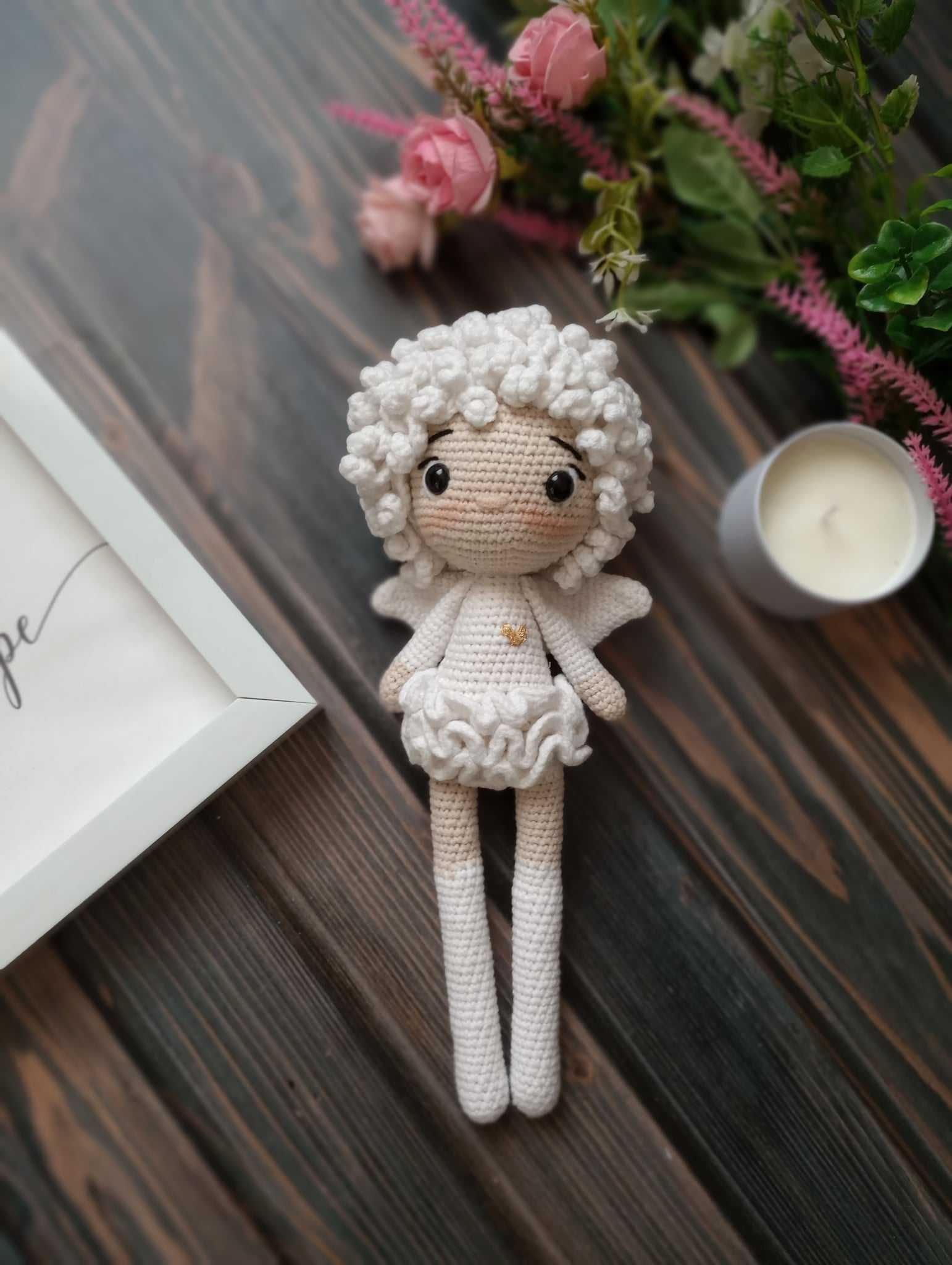 Anioł szydełko handmade rękodzieło komunia chrzest