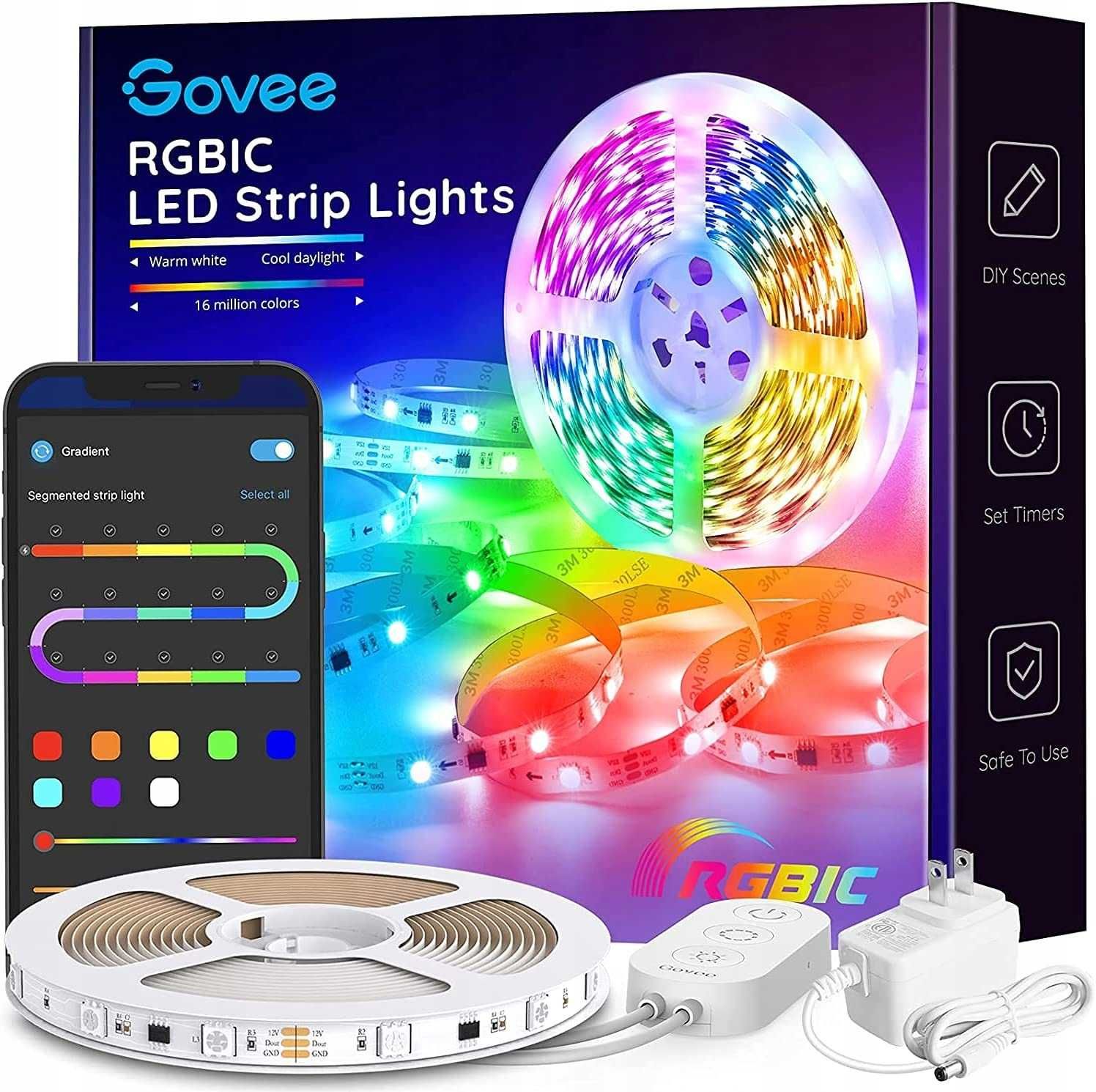 Govee RGBIC LED Strip Lights, zmiana koloru Bluetooth H6125