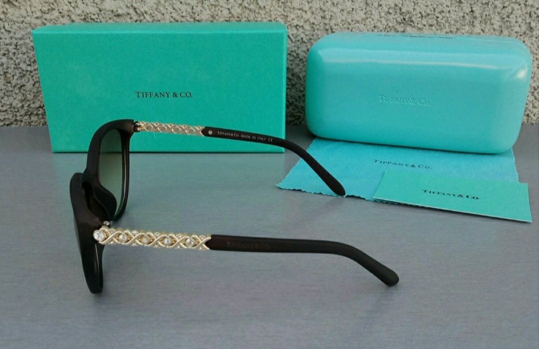 Tiffany and Co стильные женские очки коричневый мат с золотом градиент