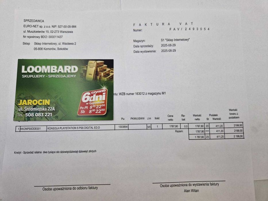 KONSOLA SONY PS5 DIGITAL gwarancja 21 mcy euro rtv agd od Loombard