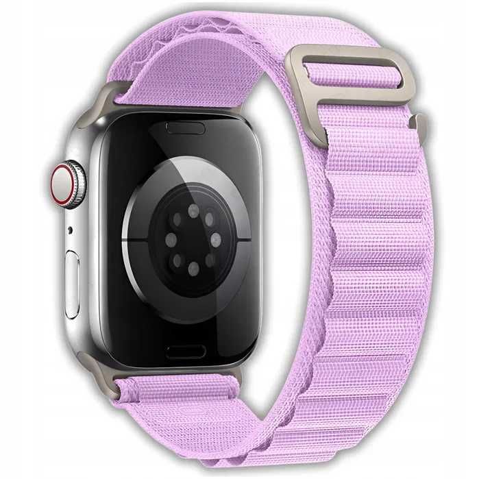 Pasek do apple watch seria 9 45mm lawendowy + srebrny mesh