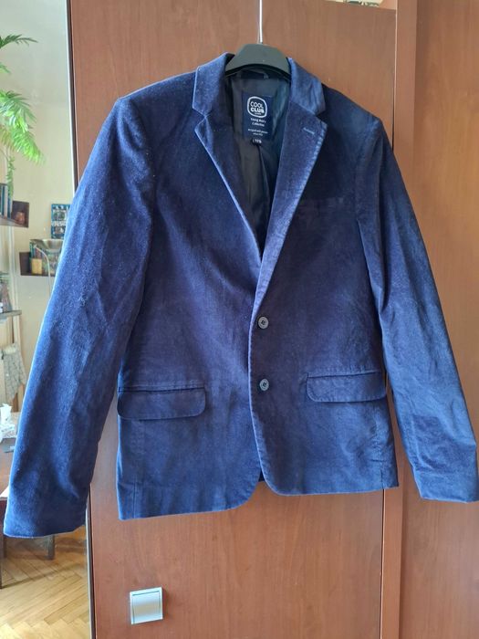 Granatowy, aksamitny garnitur r.170