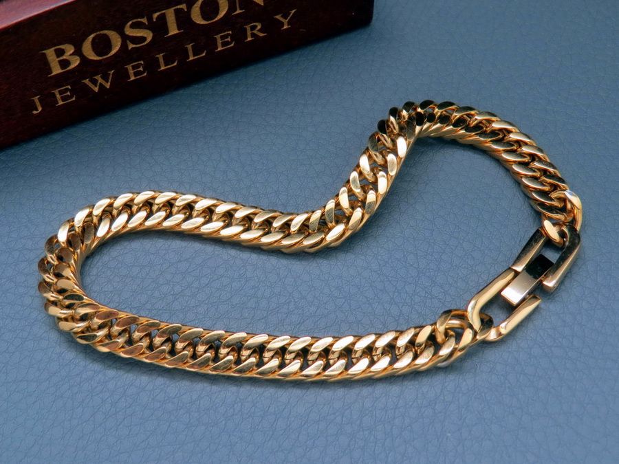 Złota Pancerka 7mm Łańcuszek i Bransoleta Zestaw BOSTON JEWELLERY