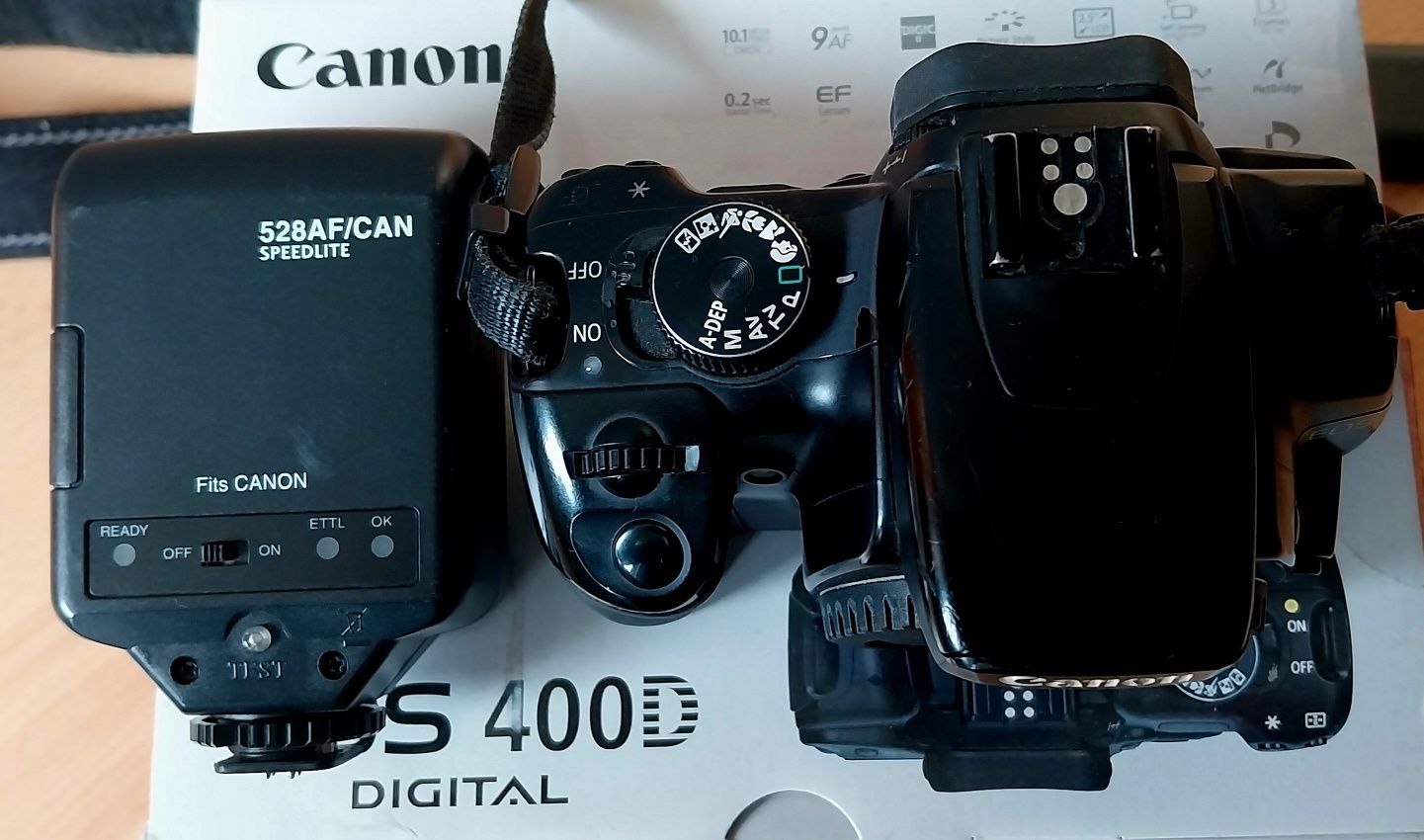 Canon EOS 400D body + lampa błyskowa