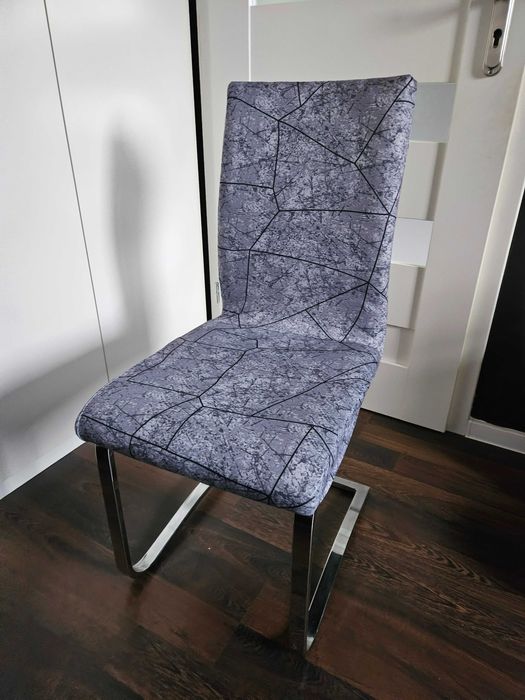 Pokrowce na krzesła elastyczne 4 sztuki wzór szary