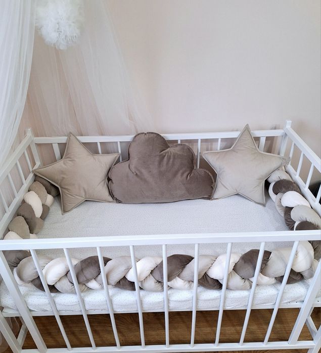 Ochraniacz warkocz do łóżeczka na szczebelki plus poduszki