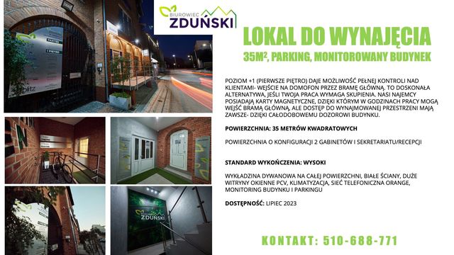 LOKAL 35m, BIUROWIEC ZDUŃSKI, parking, Kutno