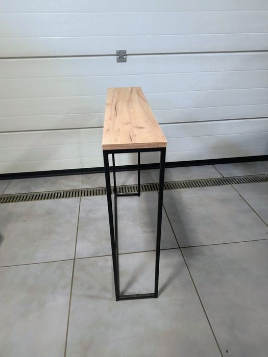 Konsola, loft, dąb Craft zloty, profile czarne, nowoczesna