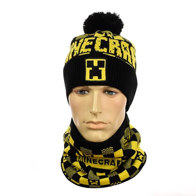 Дитячий осінньо-зимній комплект шапка та баф майнкрафт, роблокс