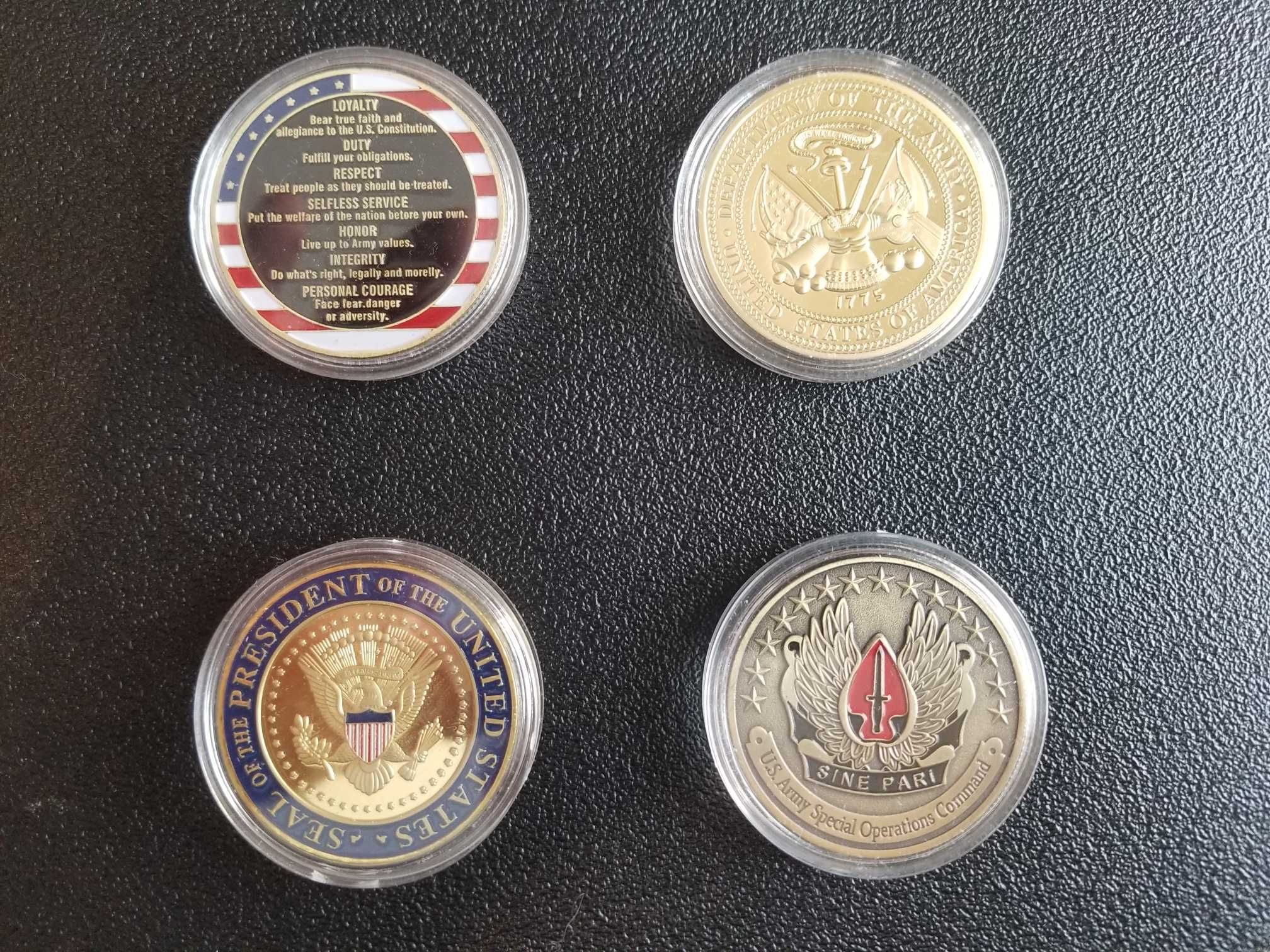 Coleção de 7 moedas/medalha das tropas especiais americanas +1- NYPD ,