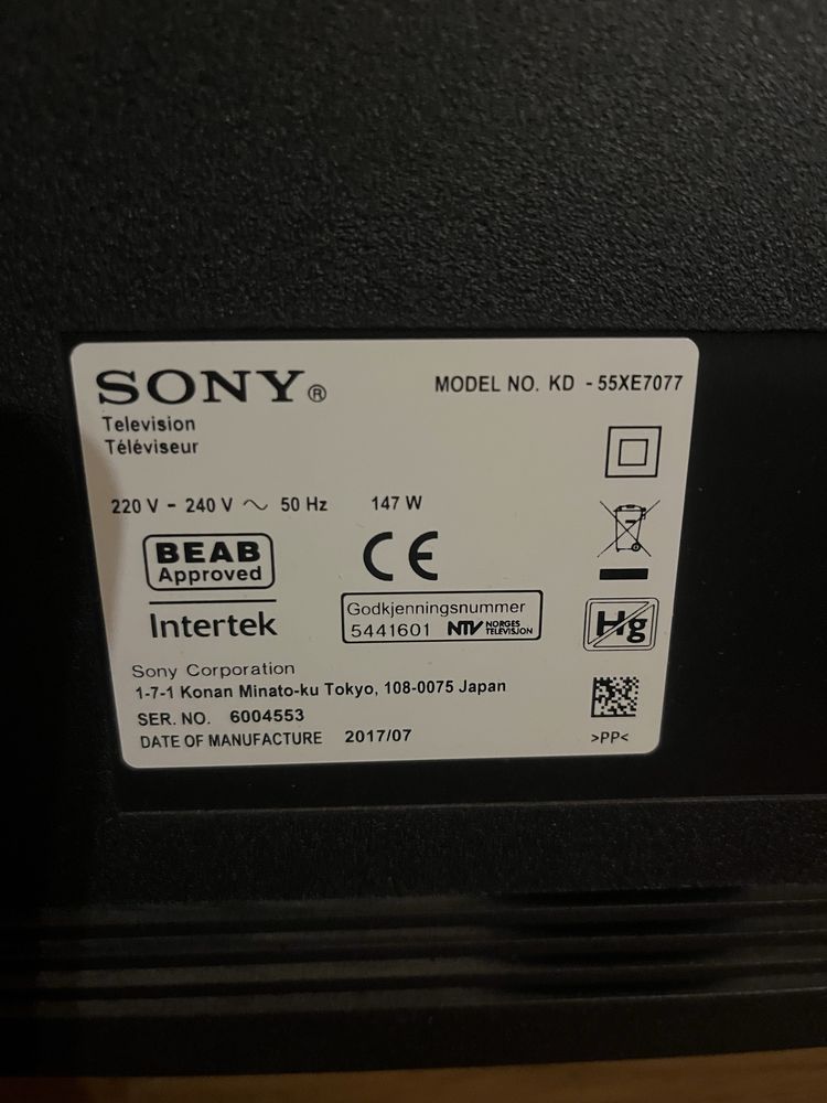 Tv Sony  55 cali-KD-55XE7077