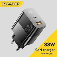 Блок живлення Essager GaN 33W, швидка зарядка Quick Charge 3.0