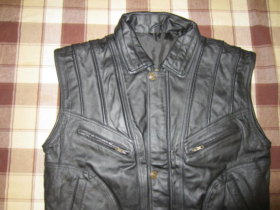 Кожаная жилетка с карманами ,мотожилетка XXL Berto Lucci Косуха