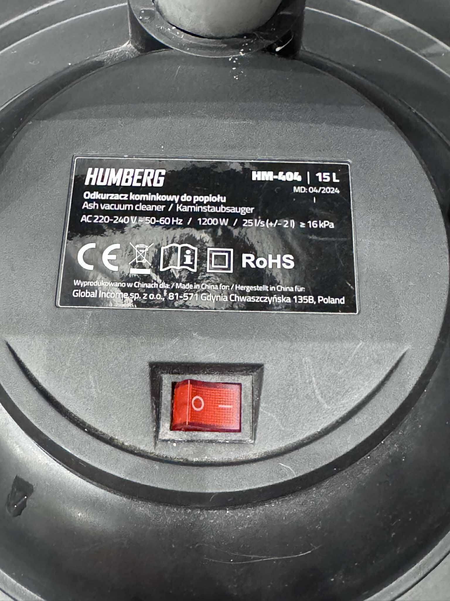 Odkurzacz kominkowy do popiołu 15L 1200W Humberg HM-404