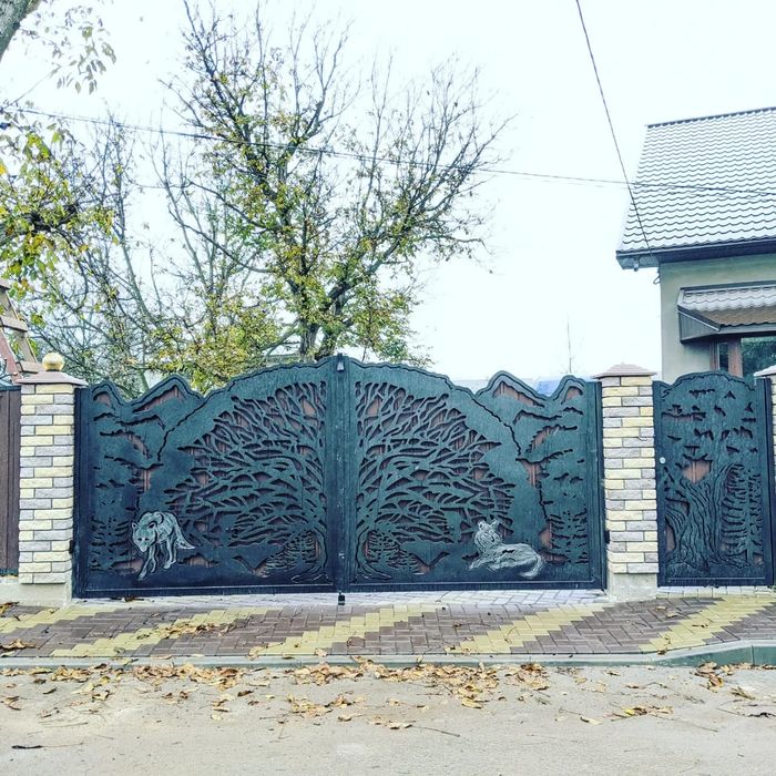 Ворота ковані. Відкатні ворота. Фіртка. Ковка. Металоконструкції
