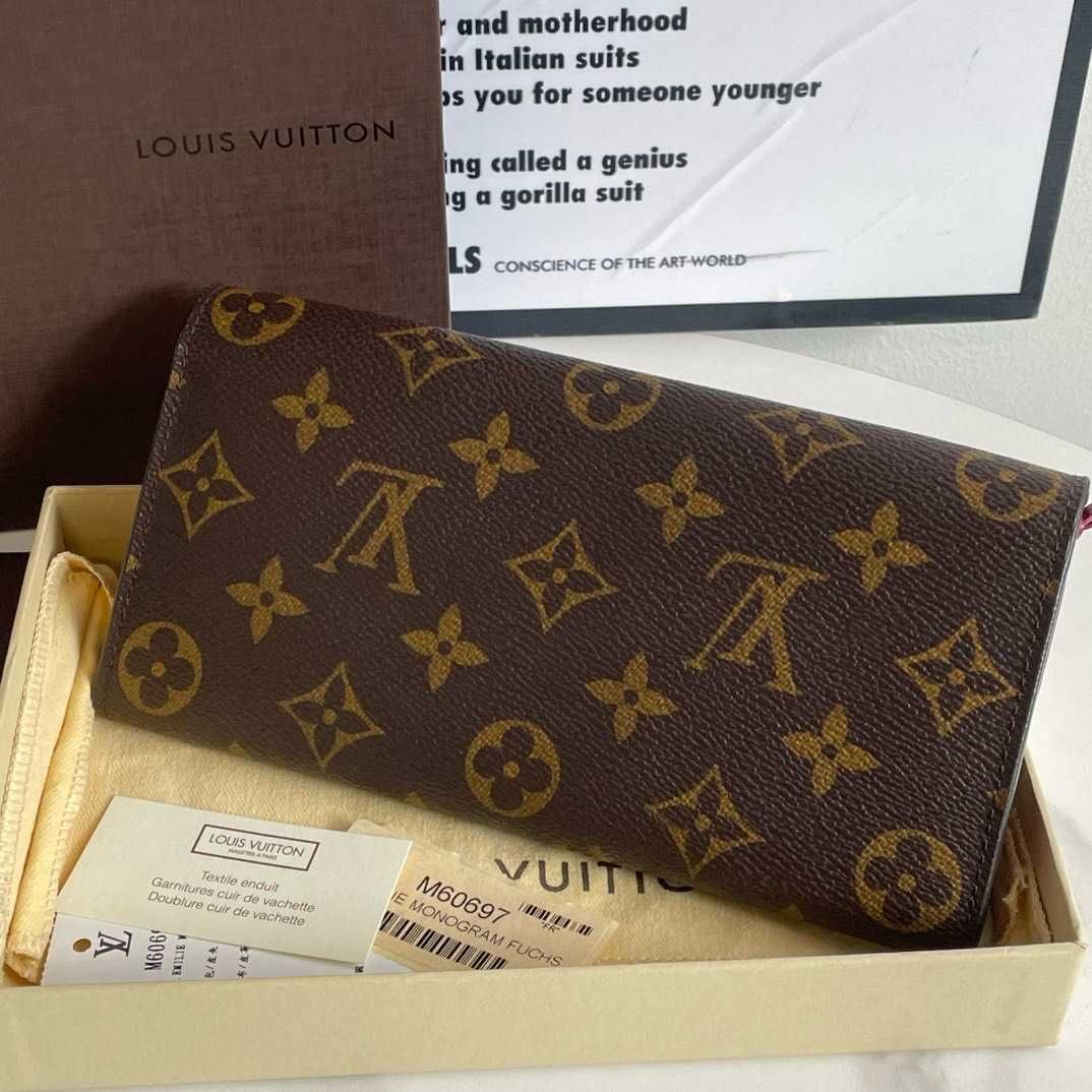 Nowe LV Louis Vuitton długi portfel Róża czerwona przycisk