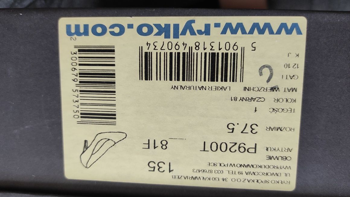 Lakierowane czarne szpilki Ryłko rozmiar 37,5