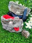 UGG komin szalik czerwony futerko torebka komplet zestaw pompon