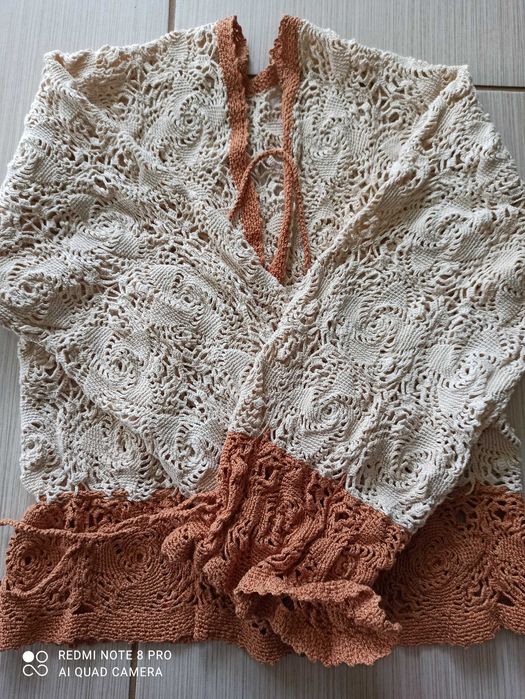 szydełkowa bluzka Hand made ELEGANCKA na komunię wesele