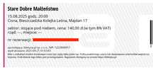 Stare Dobre Małżeństwo SDM Koncert Cisna 15.08.2025 4 bilety