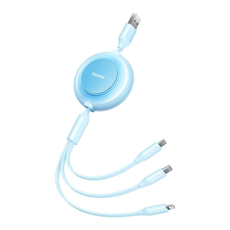 Kabel USB 3w1 Baseus micro USB / Lightning / USB-C, płaski, 3.5A, 1.1m
