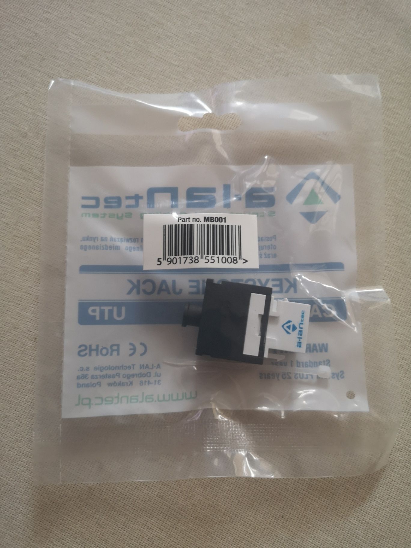 Moduł Keystone Jack Rj45 Kat. 5e alan-tec