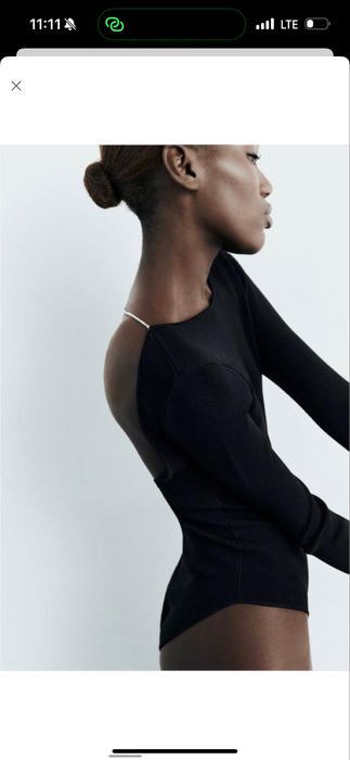 Боді zara з відкритою спиною та стразами