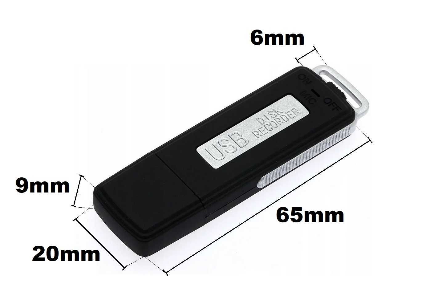 Dyskretny Mini Dyktafon Ukryty Pendrive Podsłuch Szpiegowski 8GB
