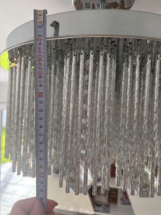 Piękna lampa wisząca Glamour srebrna do salonu kryształki,3barwypiękna