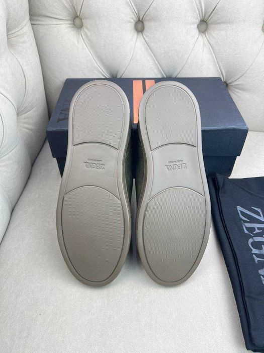 Мужские зеленые кроссовки Zegna кожаные кеды Зенья ob401