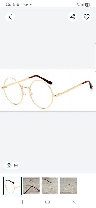 Okulary zerówki  okrągłe złote