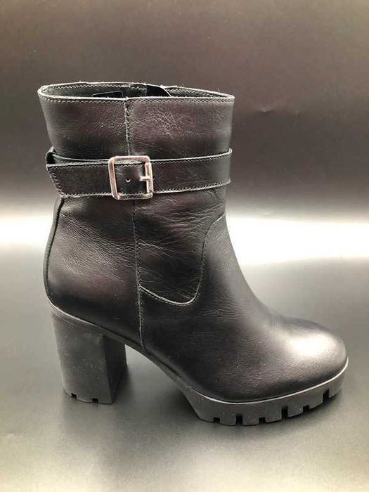 Anna Field Skórzane Botki na platformie - damskie, czarne, rozmiar 38