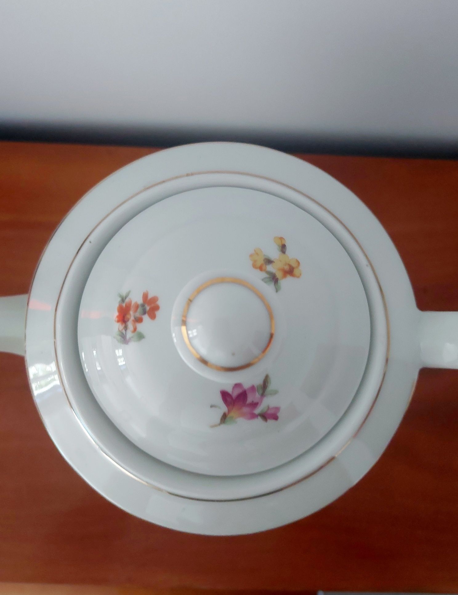 Dzbanek i mlecznik porcelana Triptis kwiaty wzór wiedeński