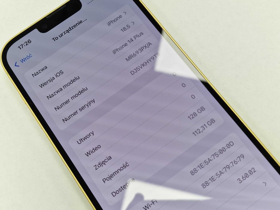 Iphone 14 Plus 128GB/ A2886/ Yellow/ BAT 87%/ Grade A- + ładowarka