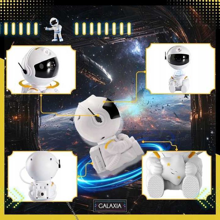 Projektor Gwiazd ASTRONAUTA Dla Dzieci Lampka Nocna Rzutnik Laserowy